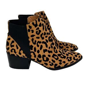 Chinese Laundry Finn Chelsea Bootie Leopard Animal Print Boots Pointed Toe 8.5